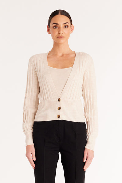The Cropped Cardigan - Wheat ;