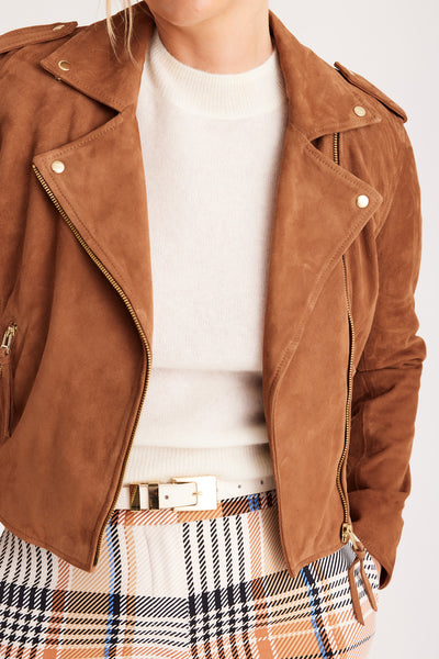 Rust suedette biker outlet jacket