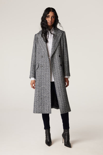 Emma Herringbone Coat Blue Herringbone Cable Melbourne