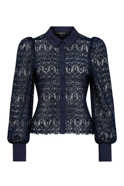 Dahlia Lace Shirt - Navy – Cable Melbourne