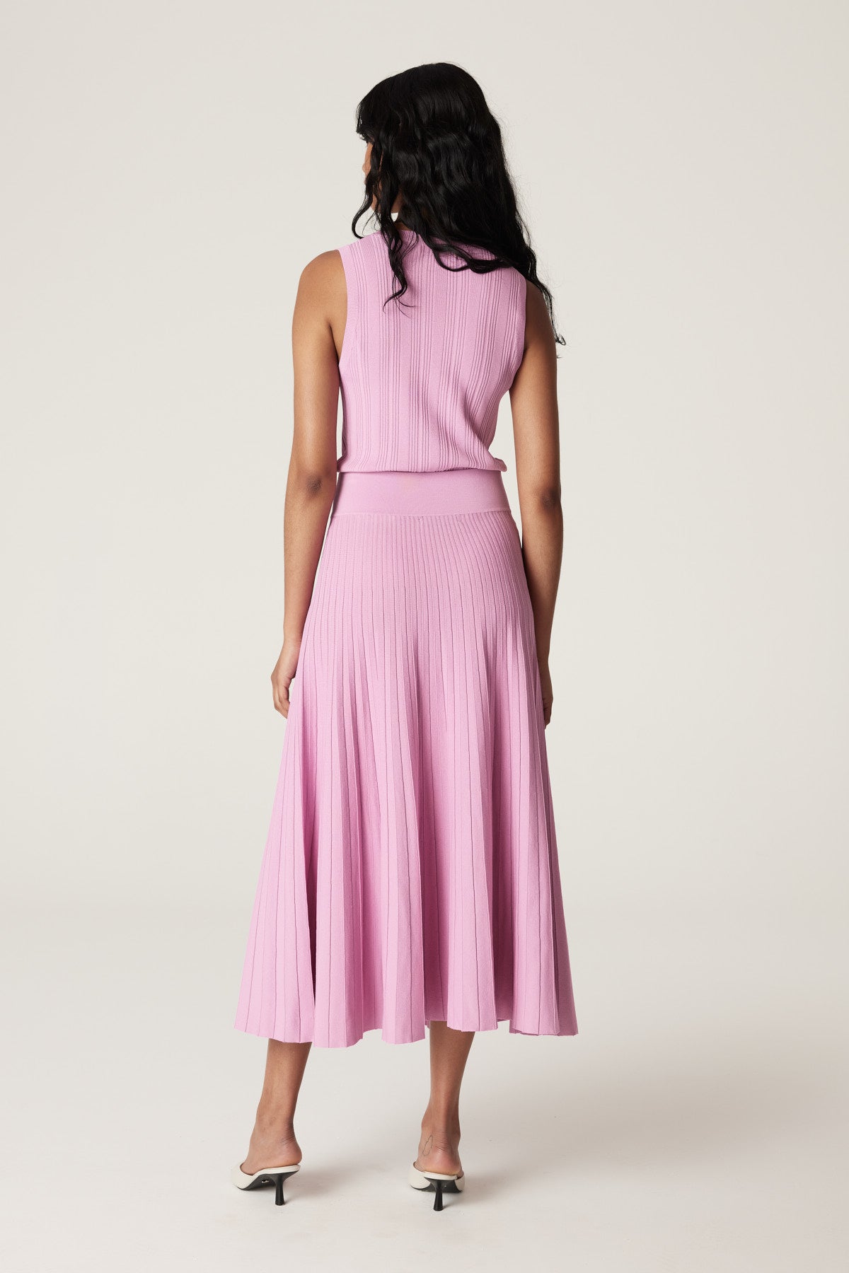 Crepe Pleat Skirt Musk Pink Cable Melbourne