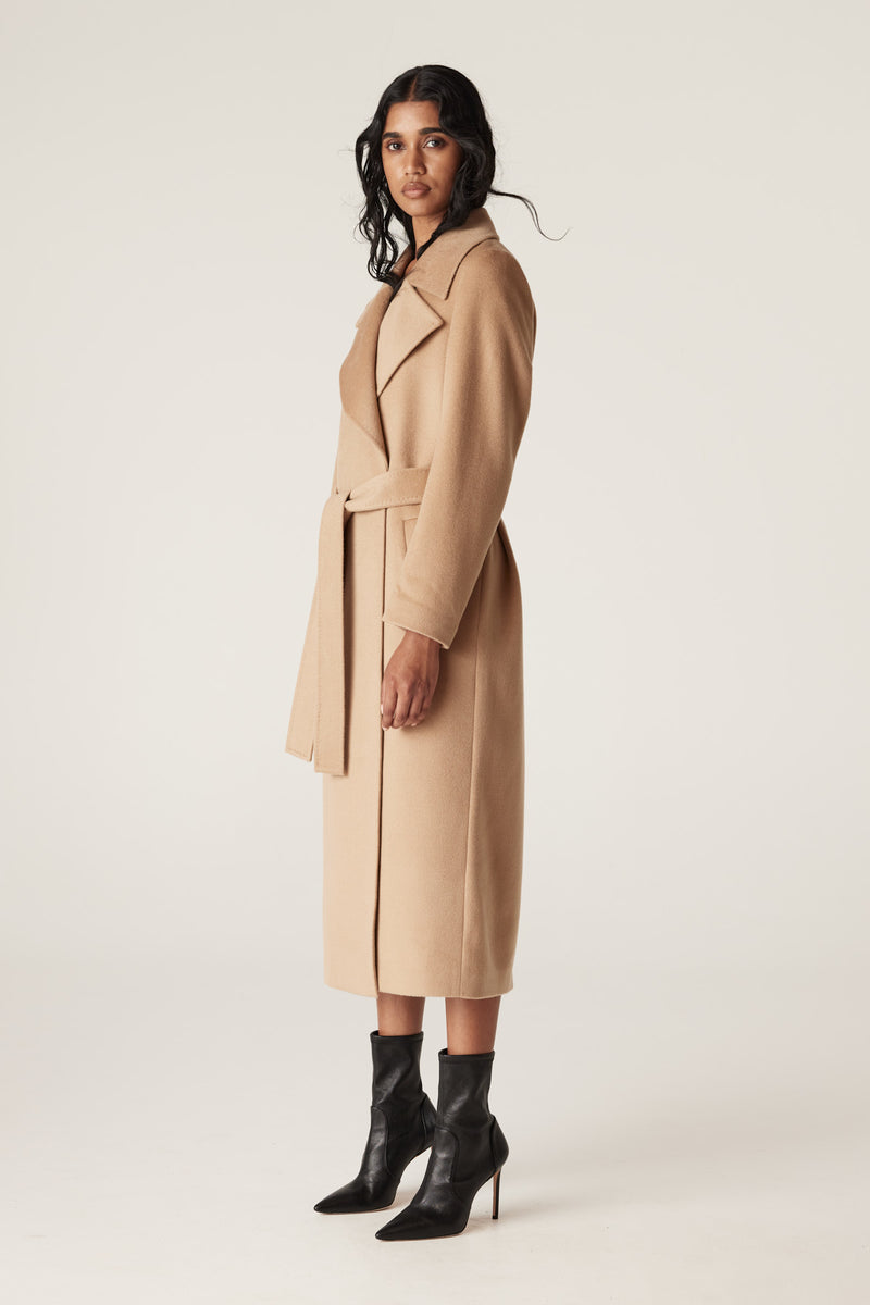 Evans Wool Coat Camel Cable Melbourne