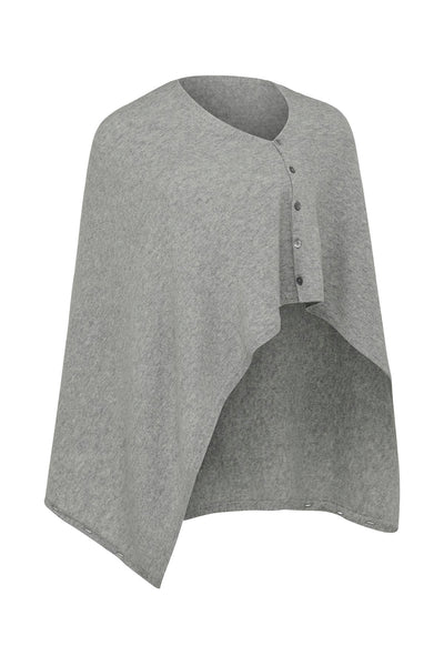 Cashmere Button Poncho - Grey Marle – Cable Melbourne