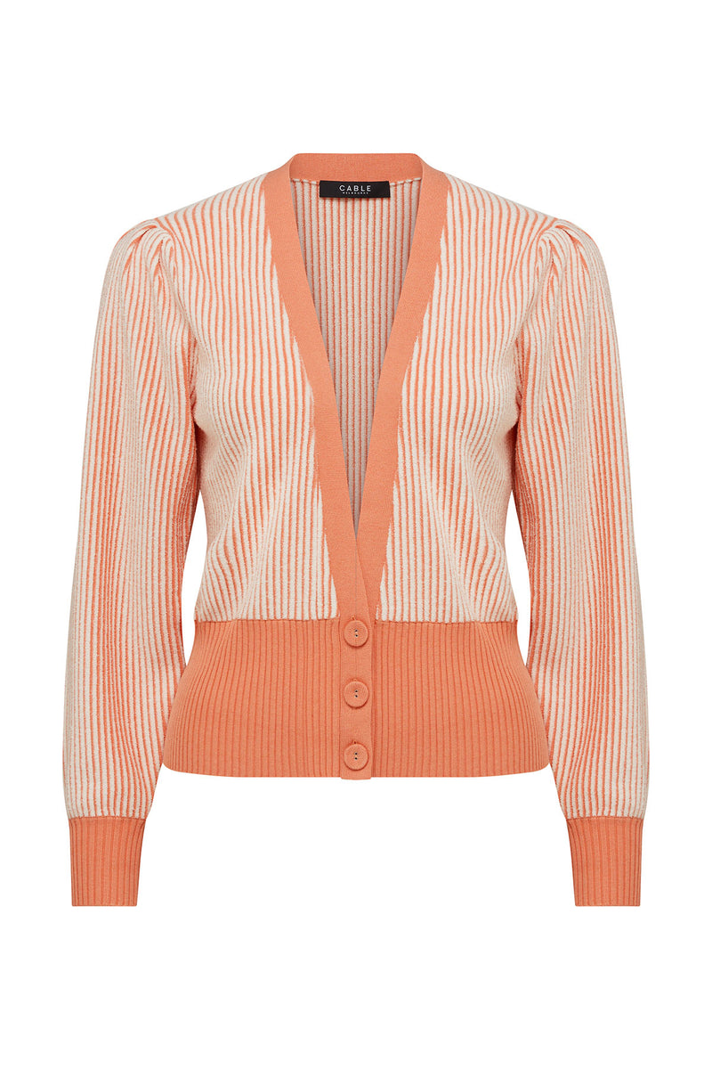 Stripe Knit Cardigan Apricot Marle Cable Melbourne