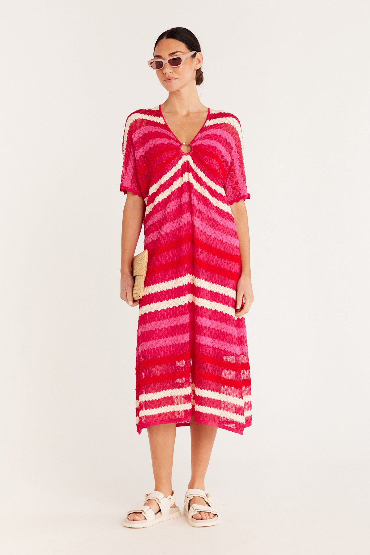 Crochet Knit Dress - Pink Stripe – Cable Melbourne