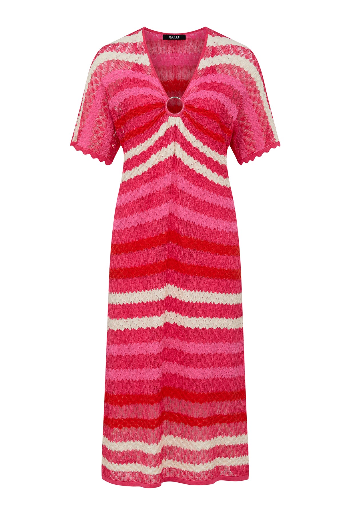 Crochet Knit Dress - Pink Stripe – Cable Melbourne