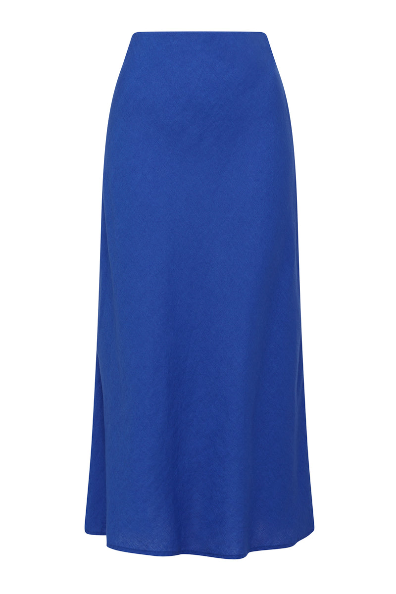 Pure Linen Bias Skirt - Cobalt Blue – Cable Melbourne