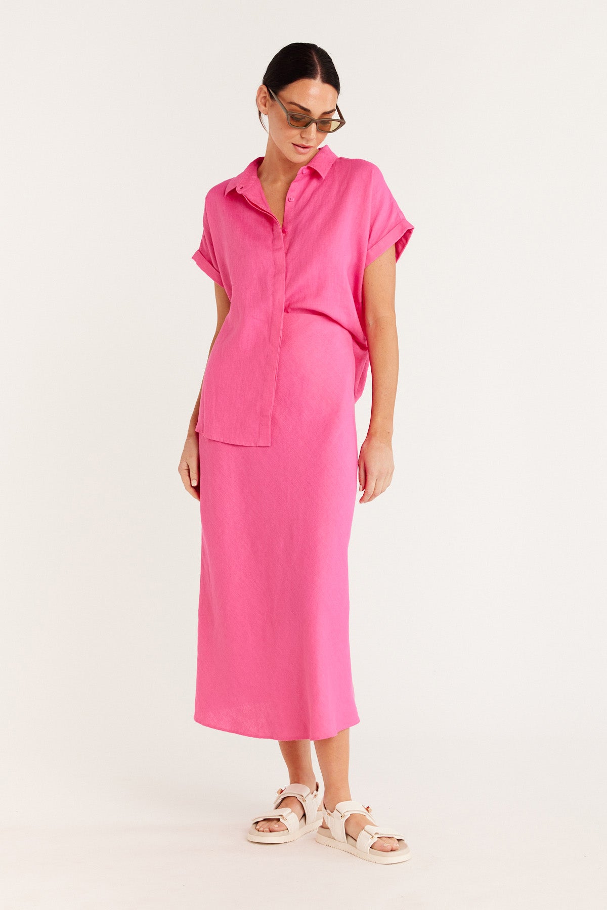 Pure Linen Bias Skirt - Hot Pink – Cable Melbourne